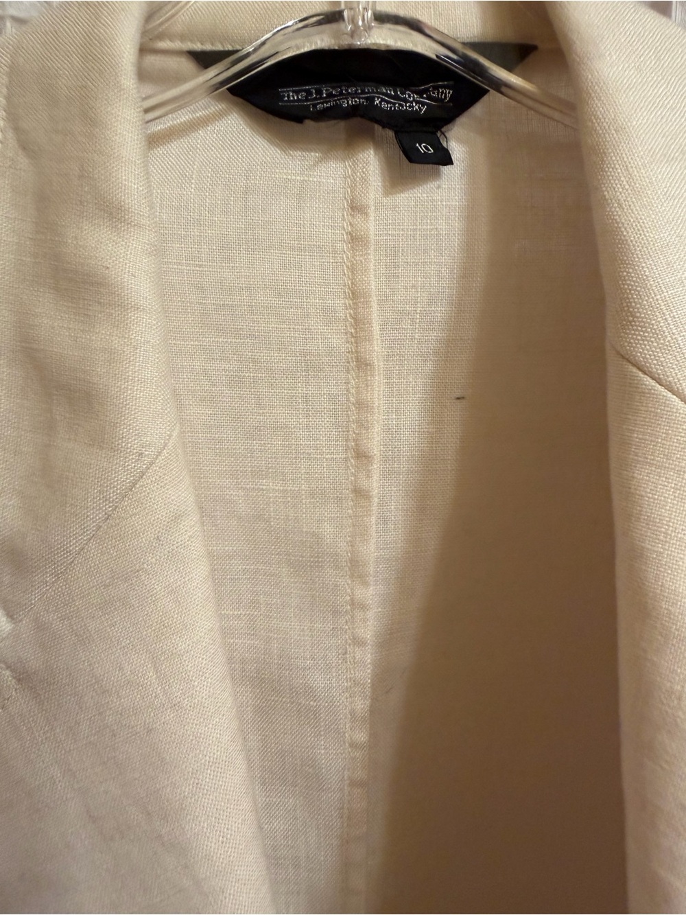 J. Peterman Ivory Linen Blazer Safari Patch Pocket Jacket Size 10 - Picture 11 of 13